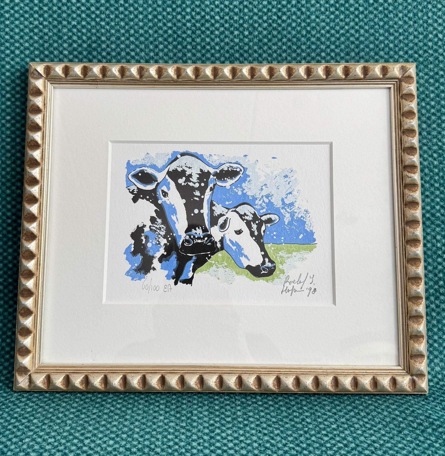 Roel Hofman - Wintercows - Gesigneerde Zeefdruk, Ophalen, Papier/karton, Achter glas, Zeefdruk