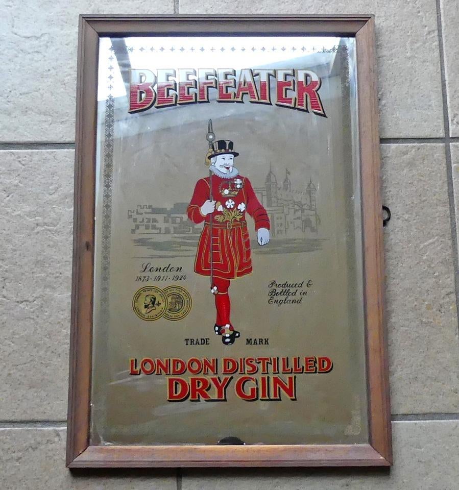 Beefeater spiegel vintage London Dry Gin reclamespiegel, Ophalen, Minder dan 50 cm, Gebruikt, Minder dan 100 cm