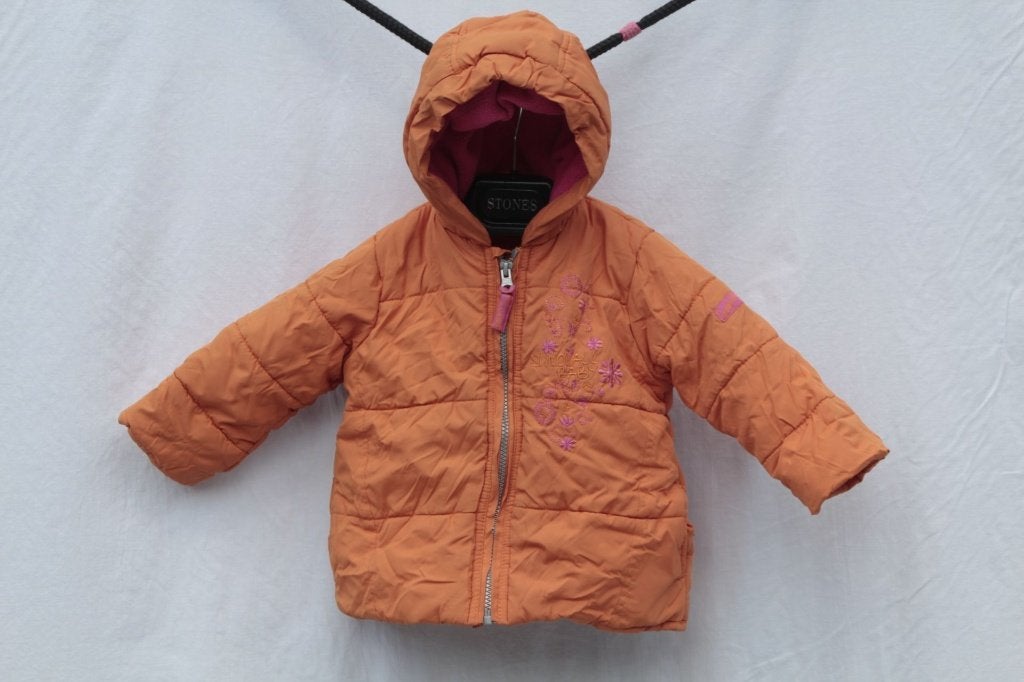 Schattige oranje-roze winterjas mt 74 merk Sundval Baby, Meisje, ., Ophalen of Verzenden, Zo goed als nieuw