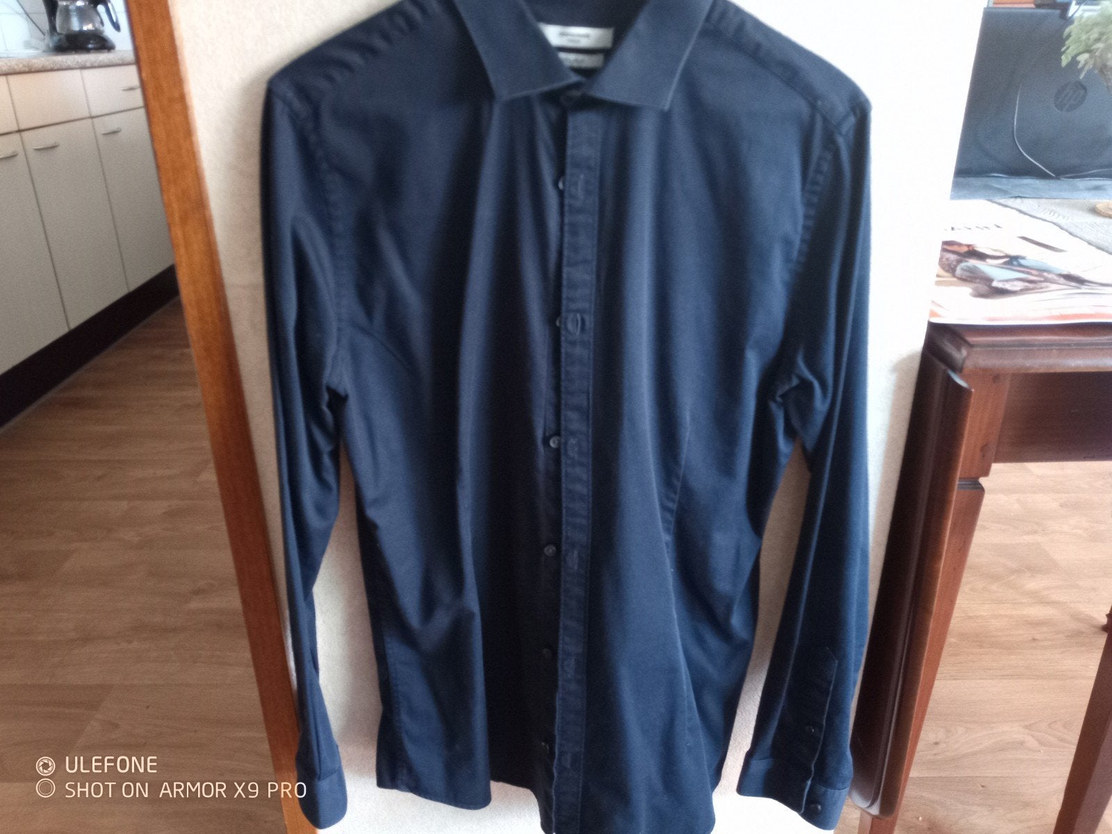 ZGAN donker blauw overhemd JACJ&JONES  L, Blauw, Ophalen of Verzenden, Zo goed als nieuw, Halswijdte 41/42 (L)