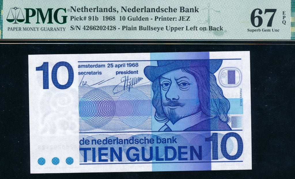 UNC: PMG 67 EPQ - 10 Gulden 1968 ‘Frans Hals’ - 4266202428, Ophalen of Verzenden, 10 gulden, Los biljet