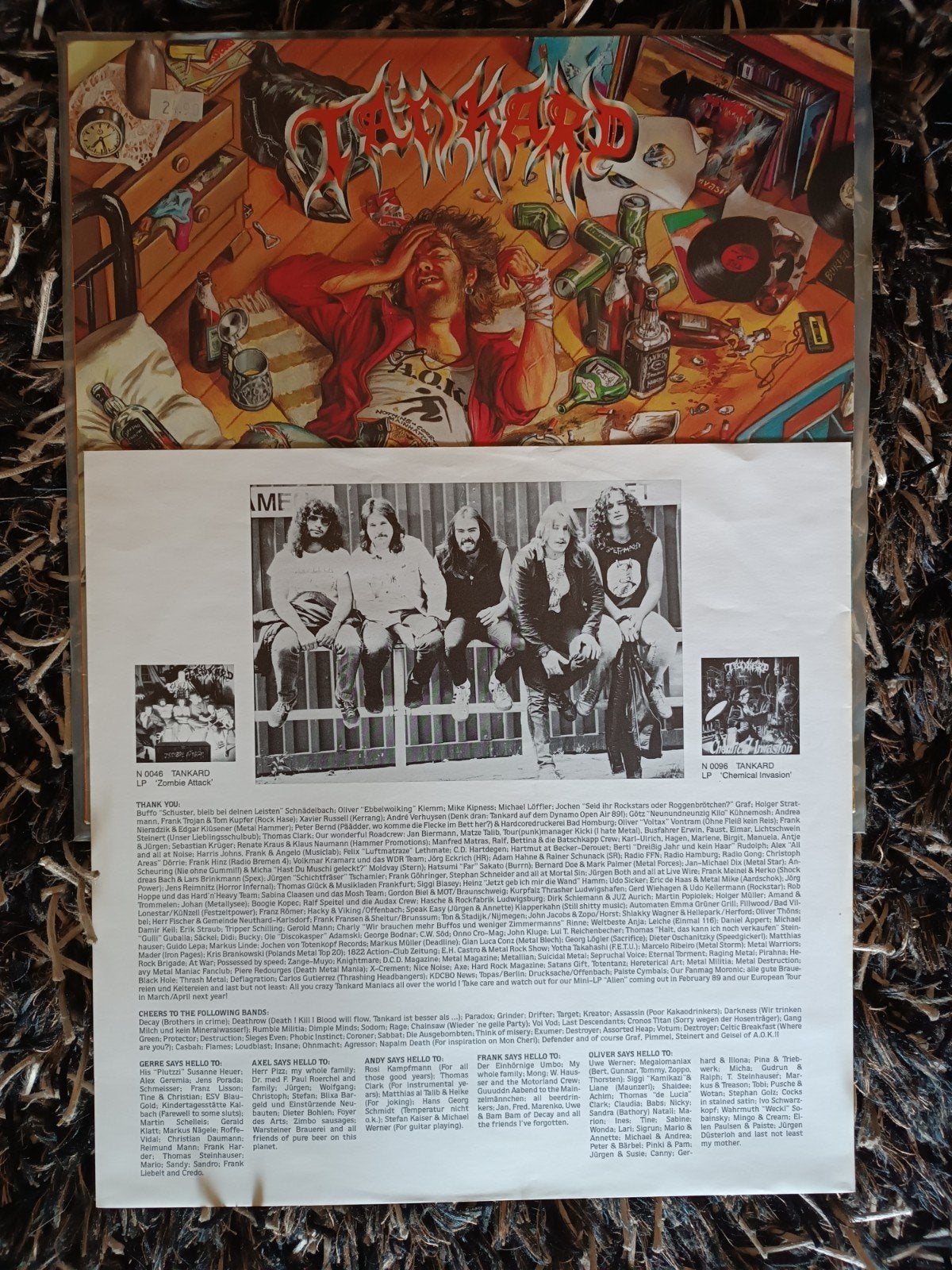 Tankard - The Morning After LP (1988) Thrash Metal Vinyl, Beschermende buitenhoes, LP, Gebruikt, Metal