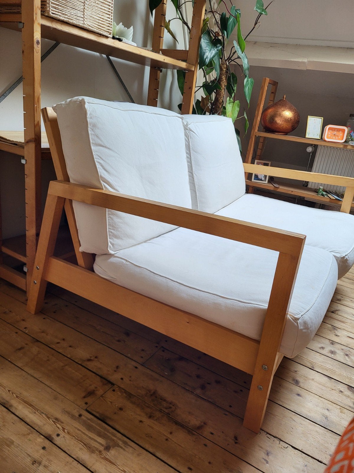 Ikea Lillberg tweezitsbank met lichte houten frame, Gebruikt, Modern, Scandinavisch, 150 tot 200 cm, Tweepersoons