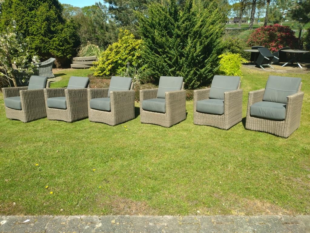 Set van 6 mooie 4 Seasons wicker tuinstoelen, Tuin en Terras, Tuinstoelen, Ophalen, Gebruikt, Kunststof