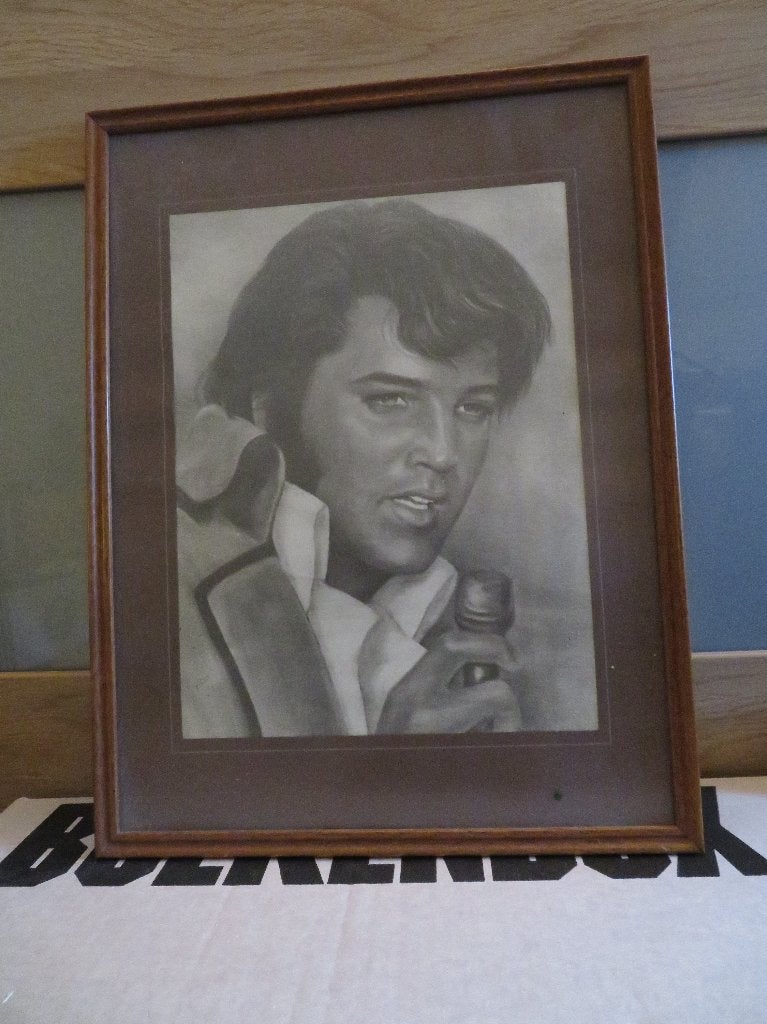 Pentekening Elvis, Ophalen, Tekening, Pentekening, Ingelijst