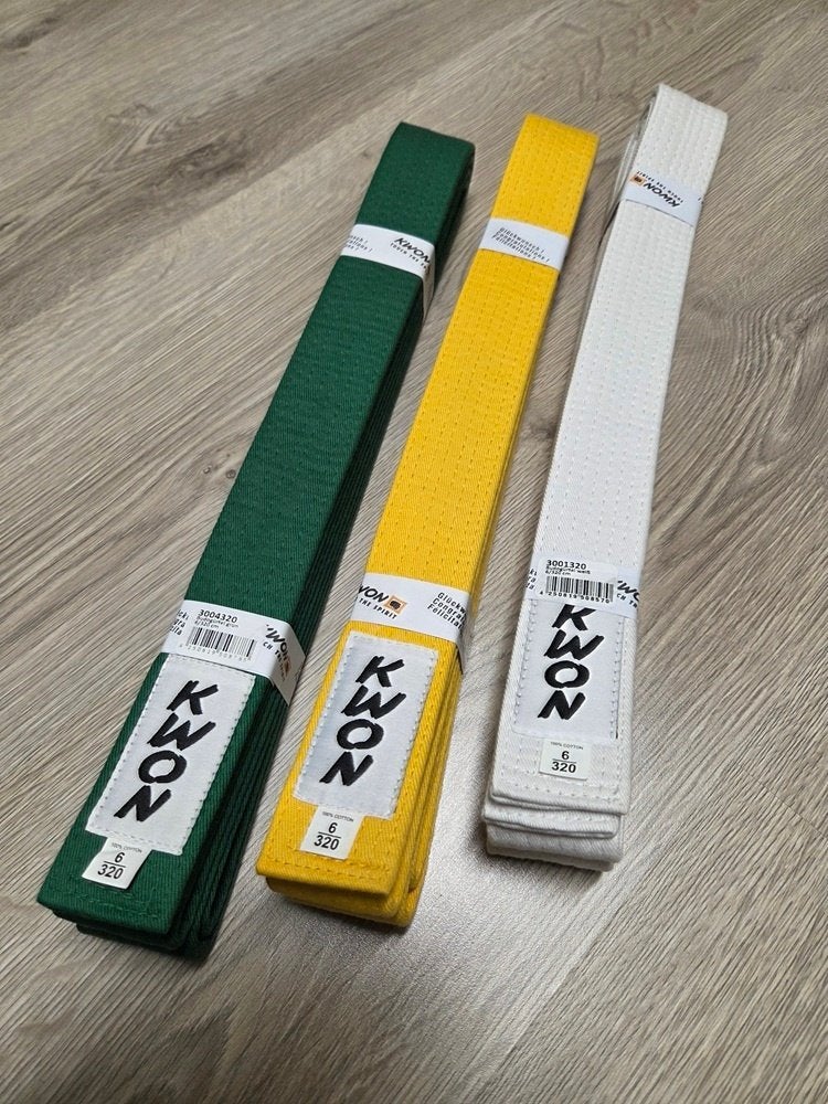 Set KWON banden (wit, geel, groen) voor Judo, Taekwondo etc., Taekwondo, Maat XL, Nieuw, Ophalen of Verzenden