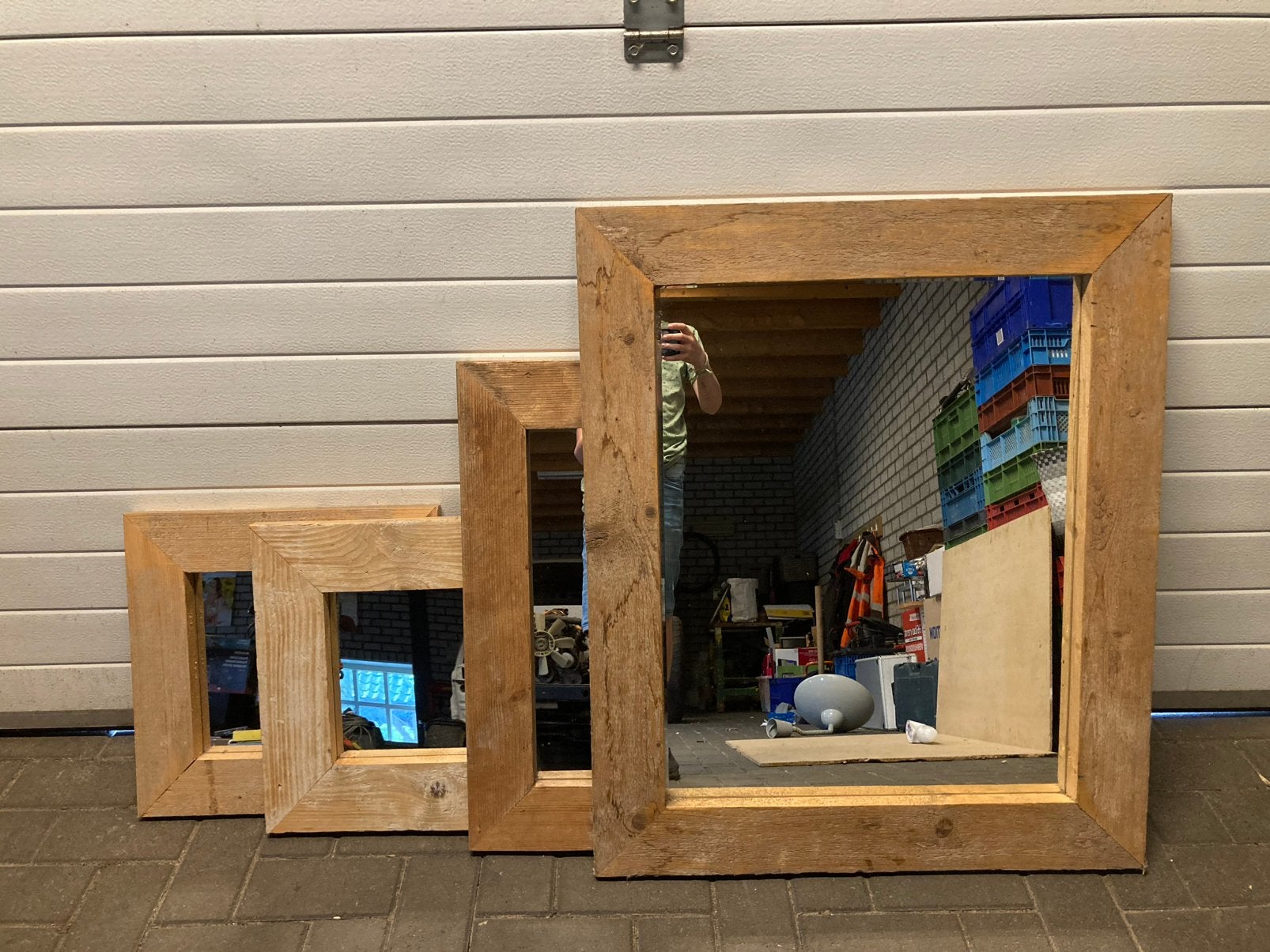 Verschillende steigerhouten spiegels, Huis en Inrichting, Ophalen, Gebruikt