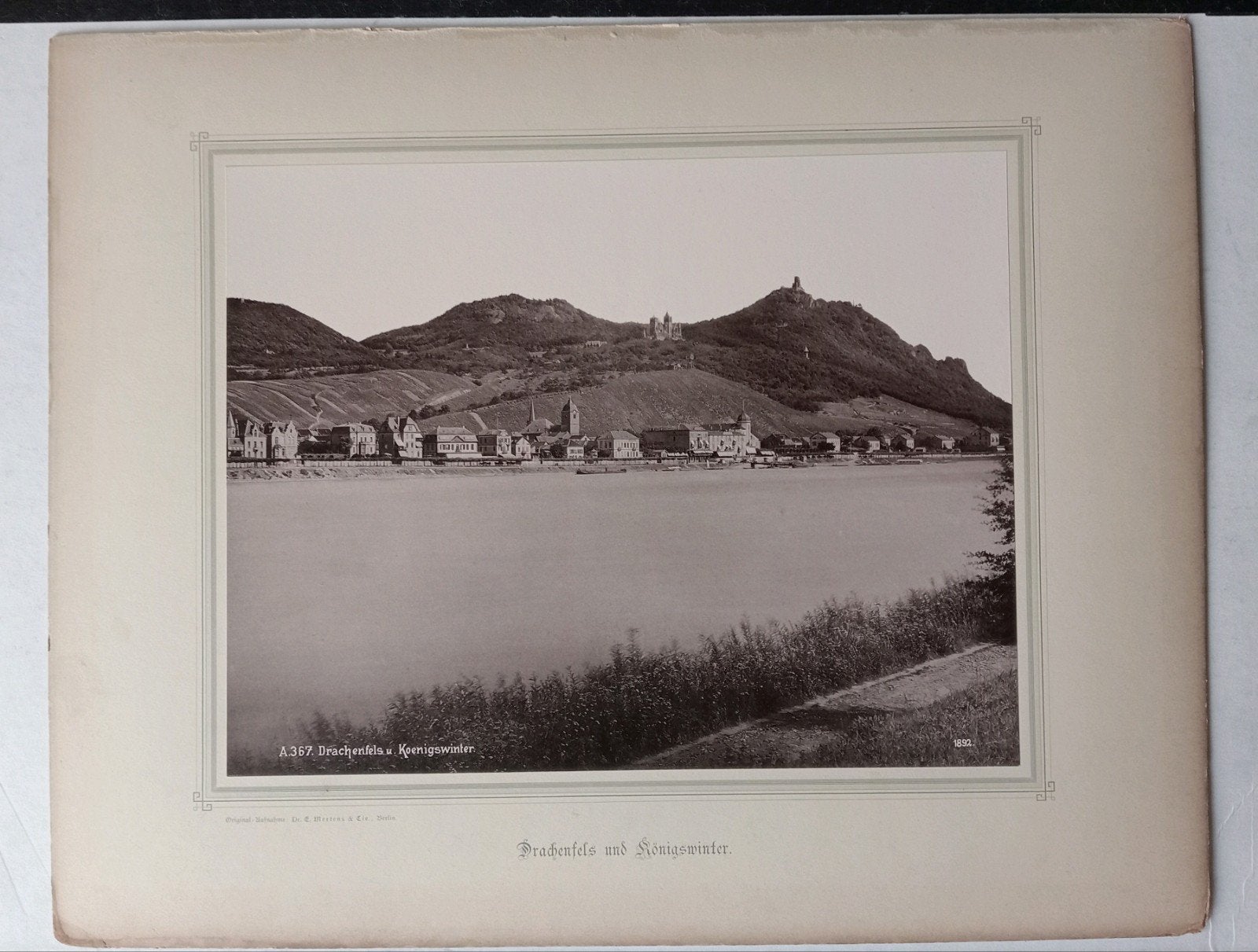 Drachenfels en Koenigswinter rond 1900 grote fotoplaat, Verzamelen, Foto's en Prenten, Ophalen of Verzenden, Voor 1940, Gebruikt
