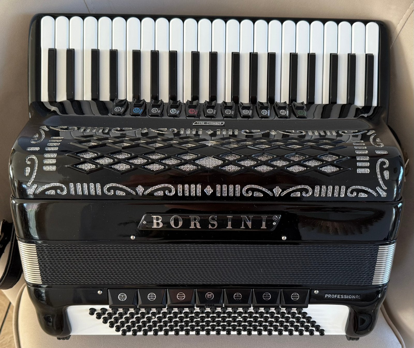 Accordeon Borsini Professional Cassotto, Muziek en Instrumenten, Accordeons, Overige merken, Met riemen, Ophalen of Verzenden