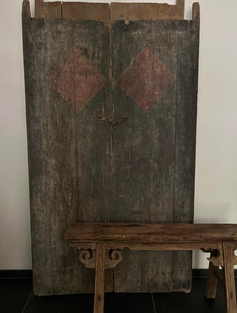 Set oude Chinese deuren poort sober sleets imperfect, Antiek en Kunst, Curiosa en Brocante, Ophalen
