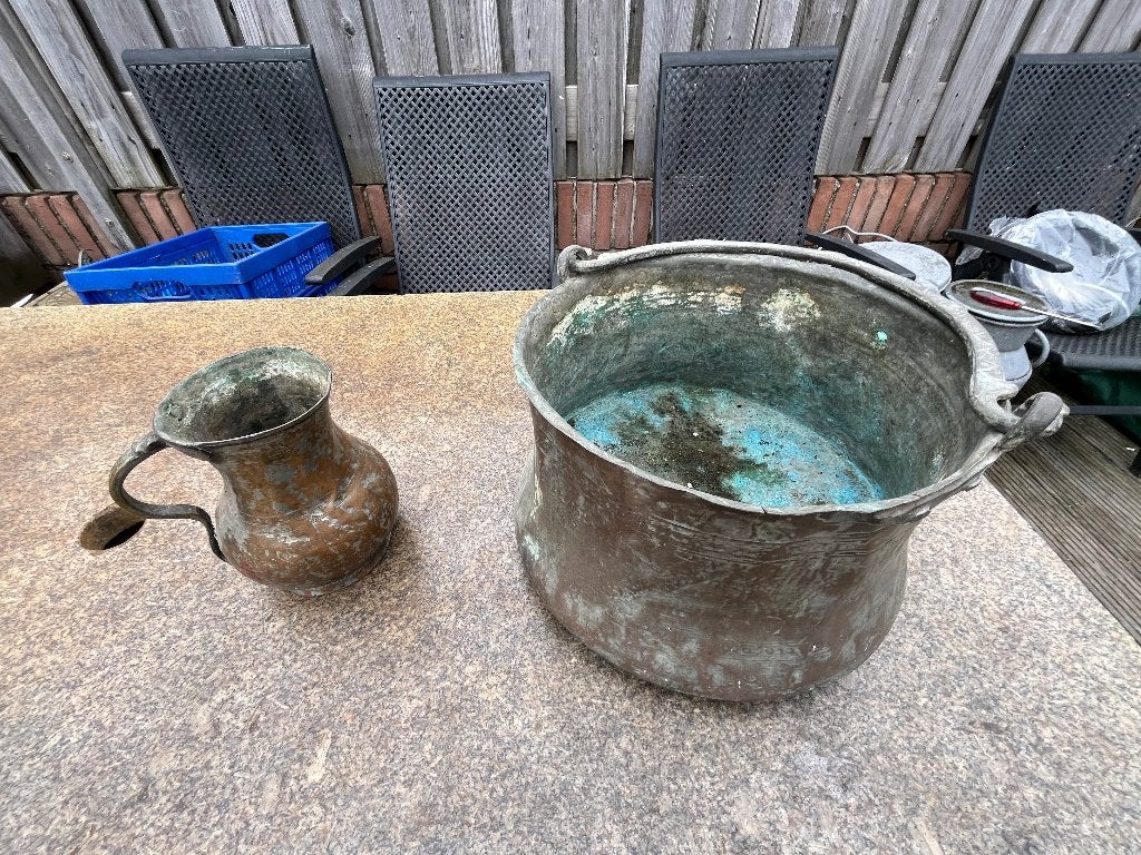 Antieke koperen waterkan, waterketel, Antiek en Kunst, Ophalen of Verzenden