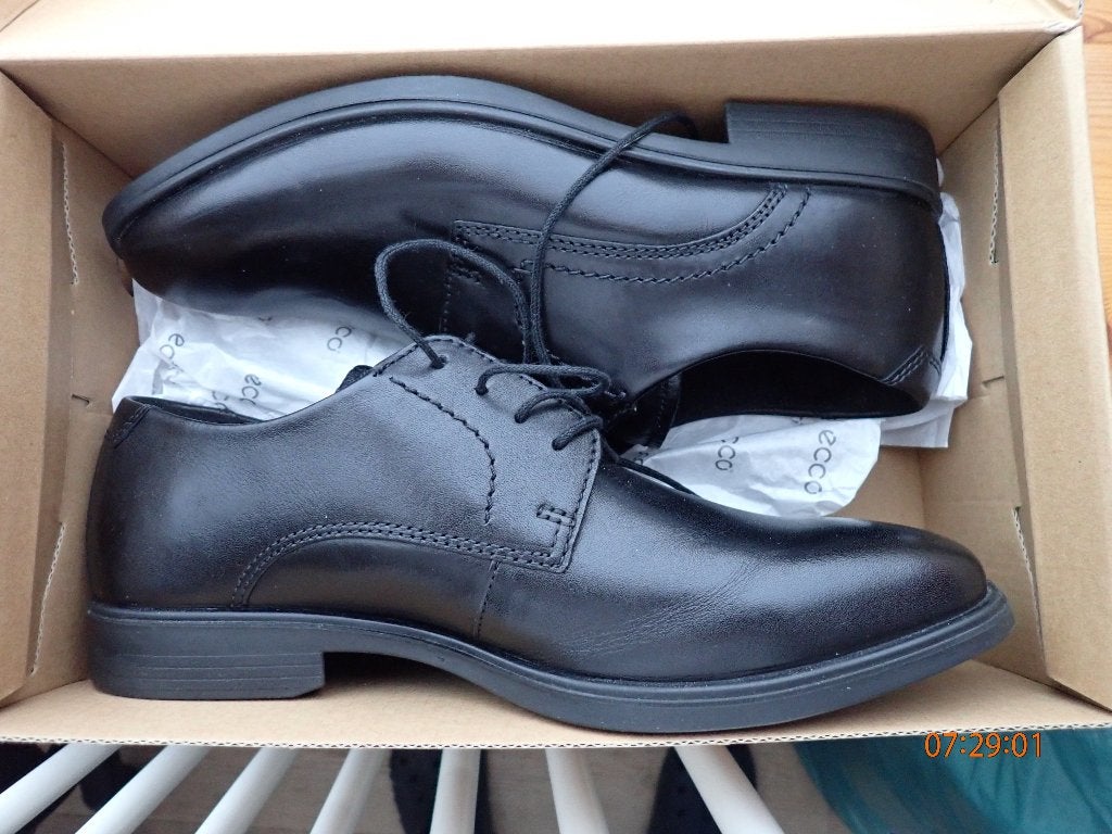 herenschoenen. leder, mt 40, Ecco, Zwart, Nieuw, Ophalen of Verzenden