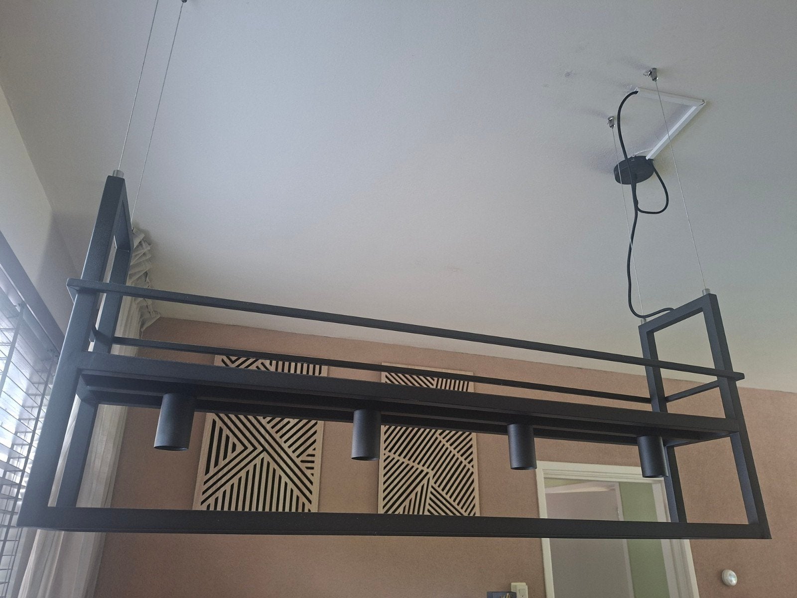 Industriële hanglamp met plateau, Huis en Inrichting, Lampen | Hanglampen, Zo goed als nieuw, Metaal, Modern, E27 (groot)