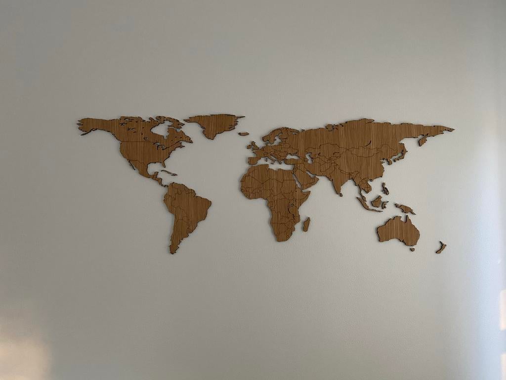 Houten Wereldkaart, Ophalen, Hout, Nieuw, Bruin