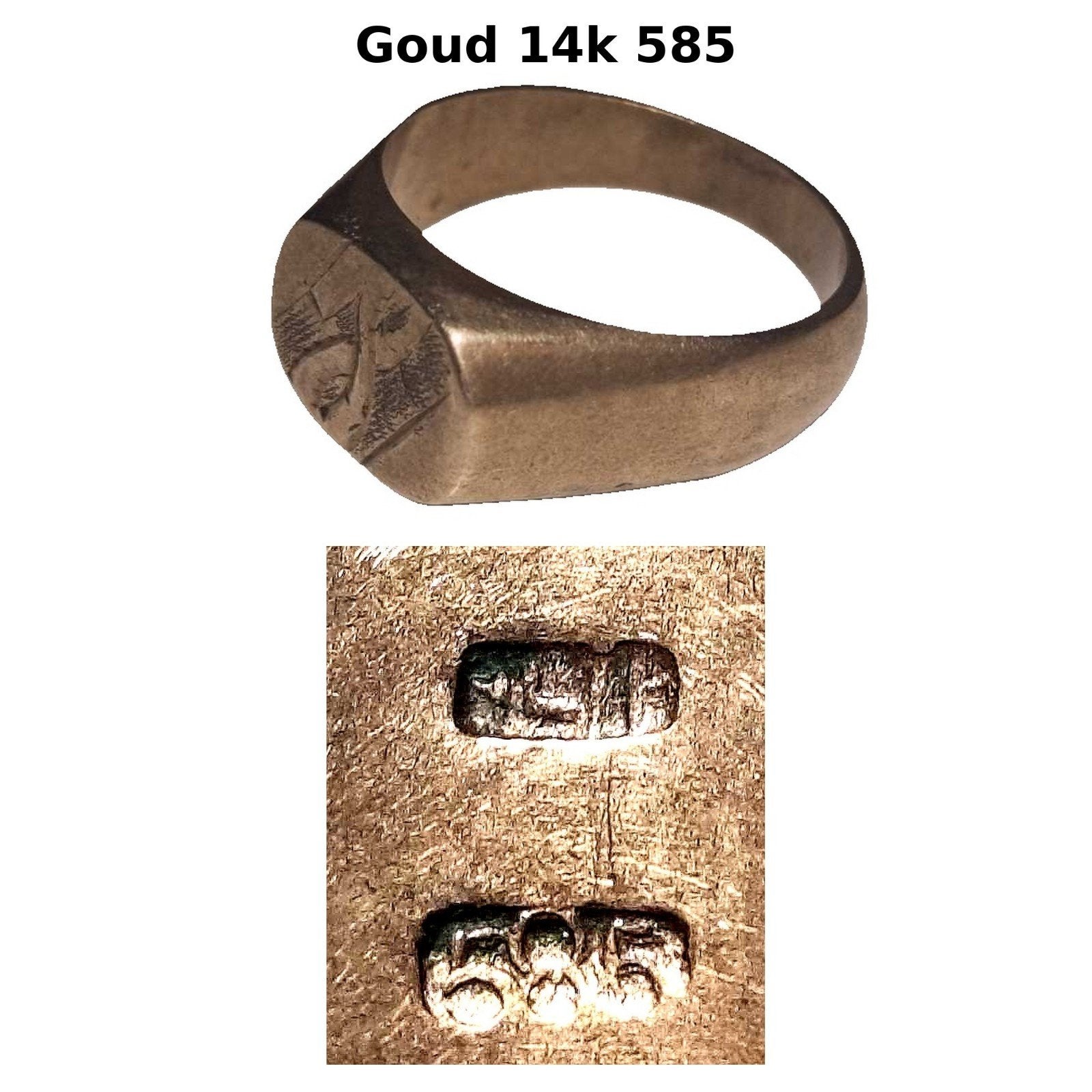 Gouden Zegelring Heren 14K / 585 Massief Vintage - Zwaar, Ophalen, Gebruikt, 20 of groter, Heer