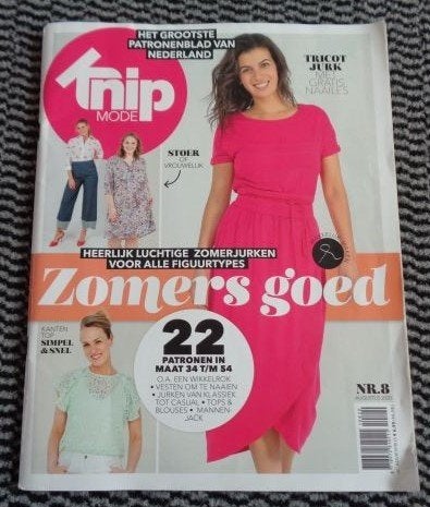 Knipmode nr. 8 augustus 2020 alle patronen maat 34 t/m 54 XL, Verzenden, Zo goed als nieuw, Vrouw, Knipmode