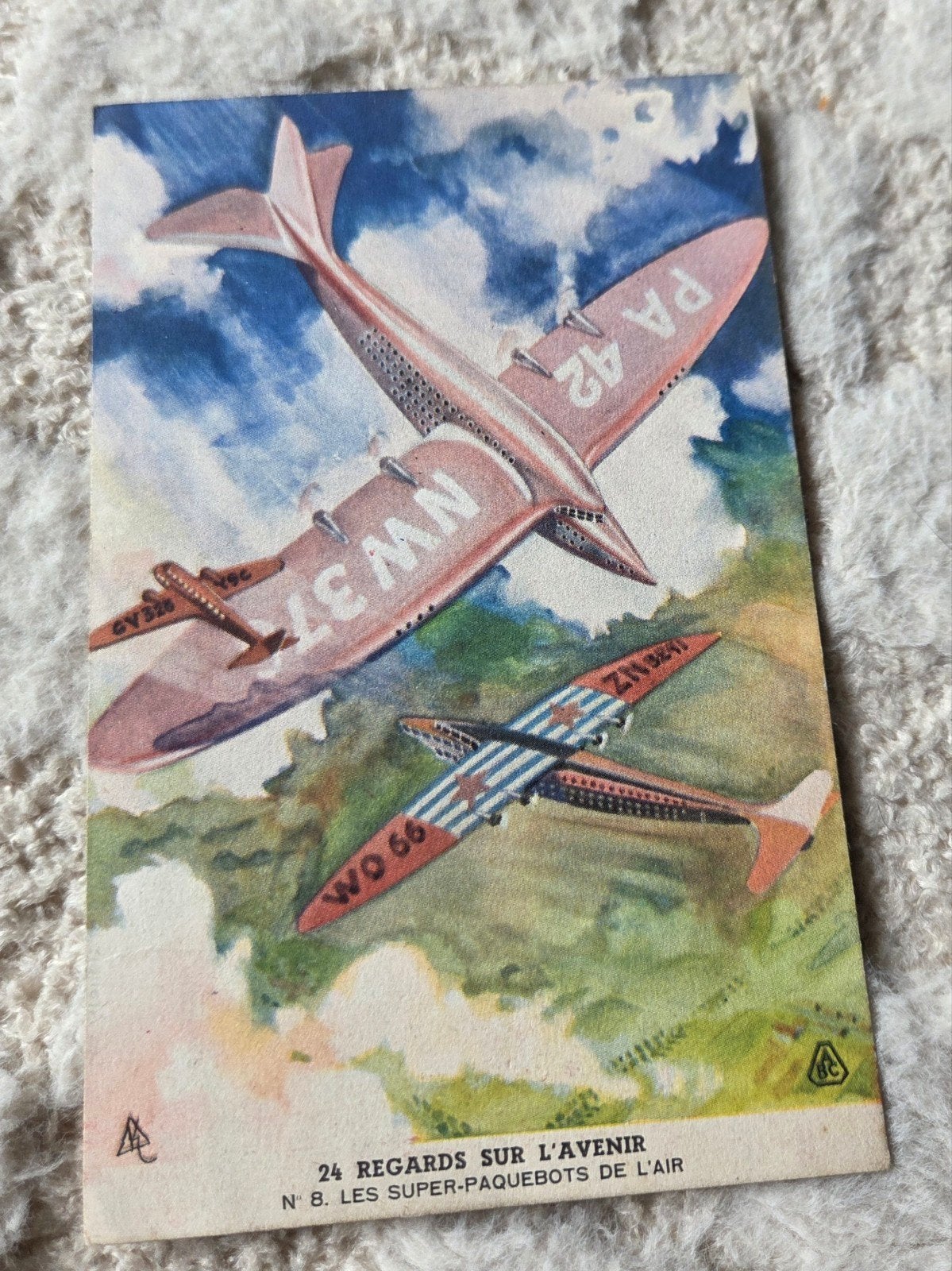 Vintage Franse Ansichtkaart - Super-Paketboten van de Lucht, Verzenden, 1940 tot 1960, Ongelopen, Voertuig