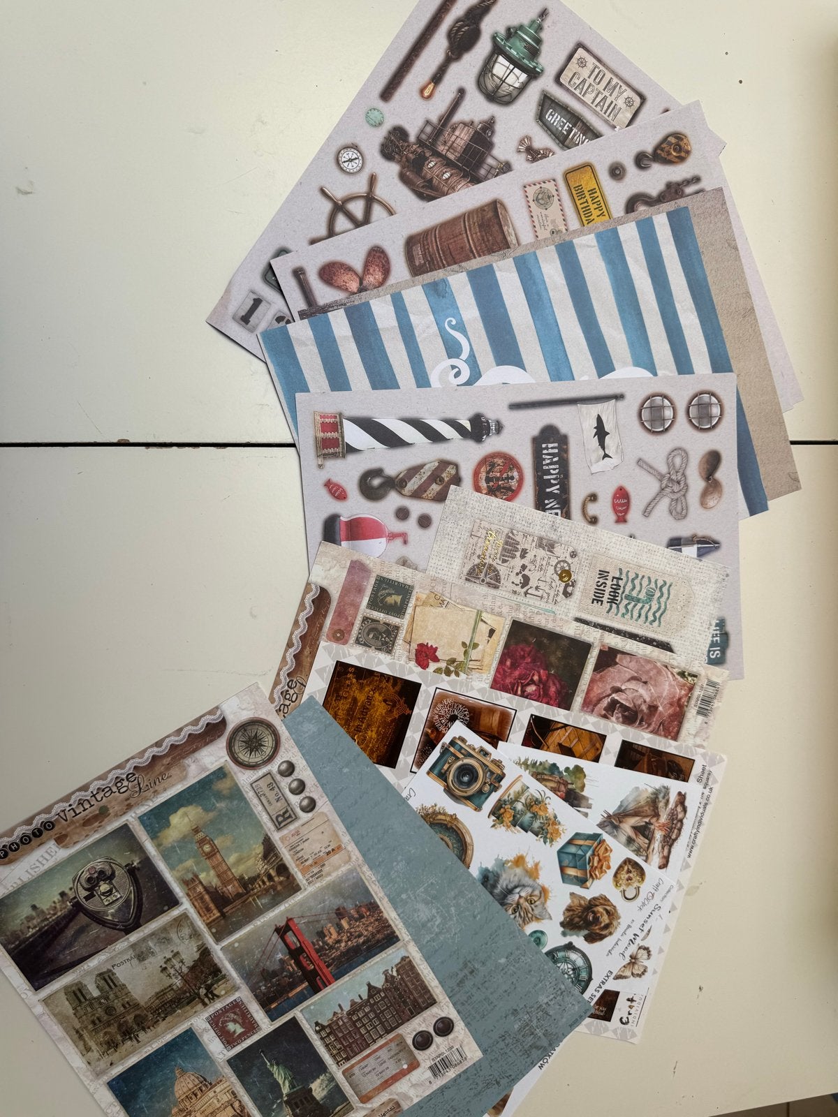 Knutselpapier - Vintage en Maritiem thema, Hobby en Vrije tijd, Knutselen, Nieuw, Meerkleurig, Ophalen of Verzenden, Papier of Karton