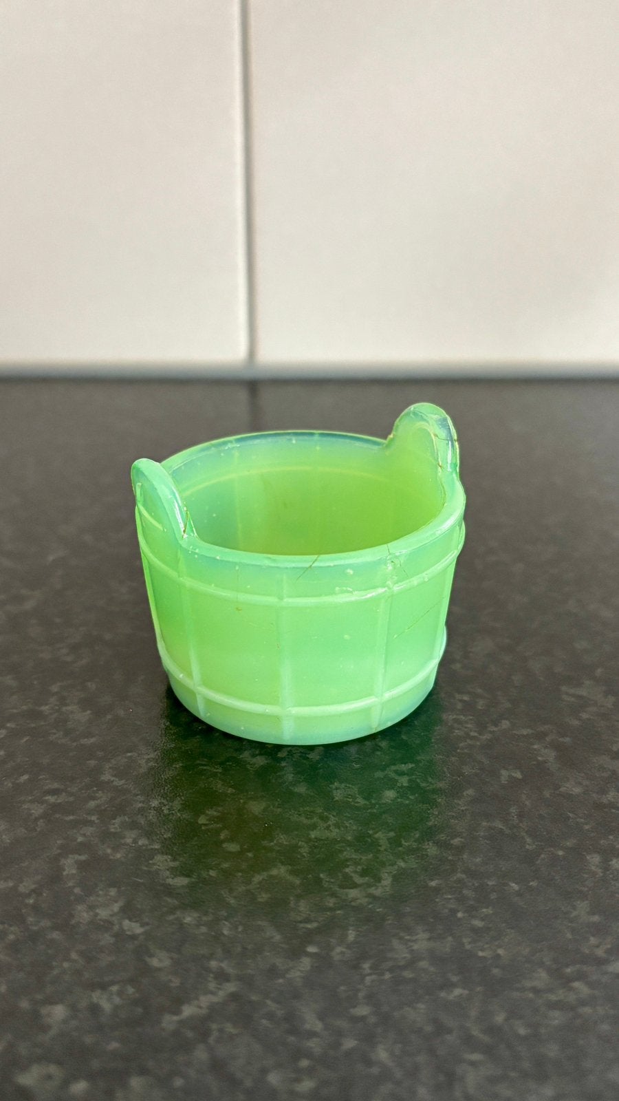Groene glazen mosterdpotje of zoutpotje van Copier, Antiek en Kunst, Ophalen of Verzenden