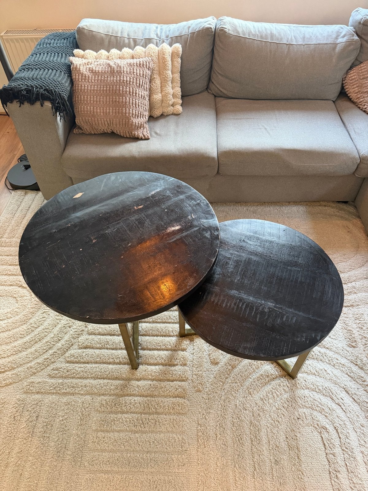 Set van 2 ronde salontafels, Ophalen, Gebruikt, Rond, 50 tot 100 cm