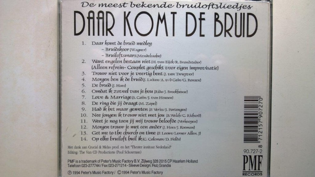 Daar Komt De Bruid (Bekende Bruiloftsliedjes), Ophalen of Verzenden, Zo goed als nieuw, Feestmuziek, Album