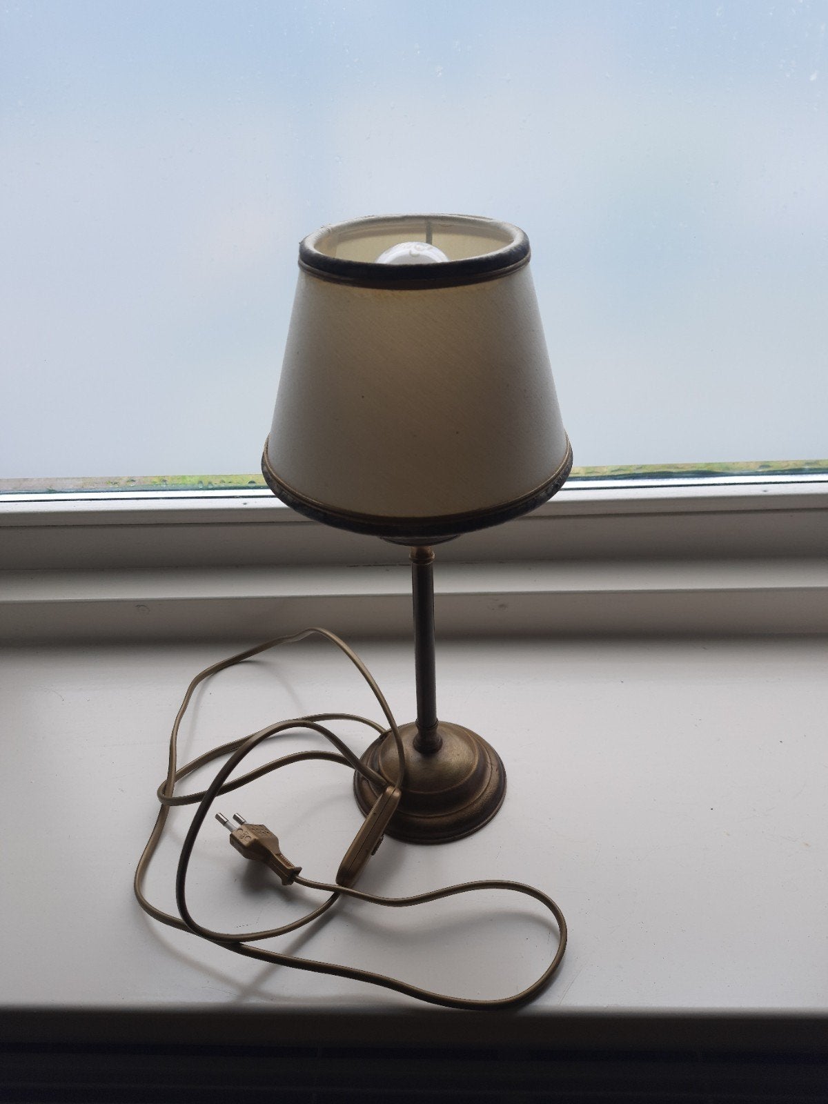 Vintage tafellamp met stoffen kap, Ophalen of Verzenden