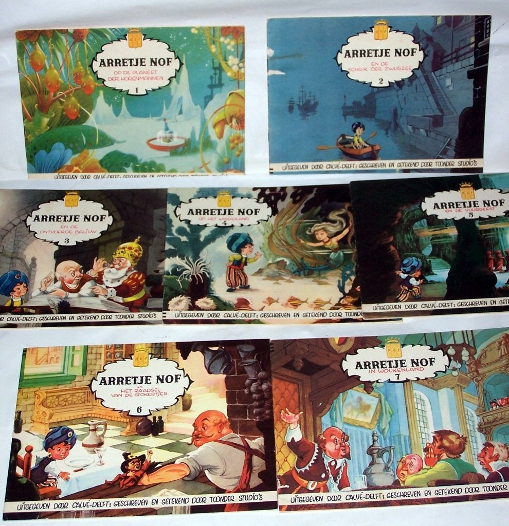 Vintage 7x Arretje Nof. 1 t/m 7. Marten Toonder Studio's.Nws, Complete serie of reeks, Johan Fabricius, Ophalen of Verzenden, Zo goed als nieuw