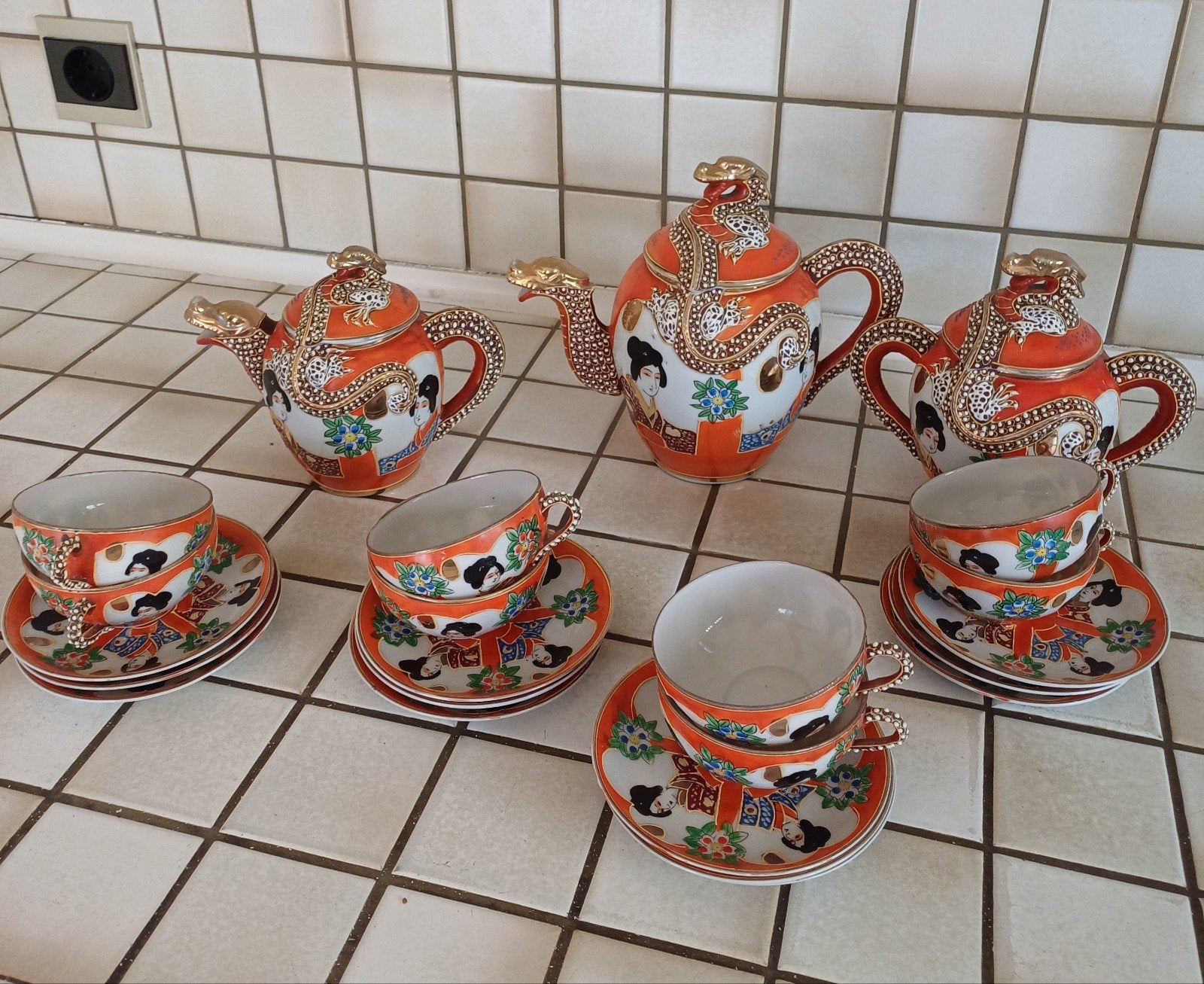 Japans Satsuma theeservies, jaren 50 vorige eeuw., Ophalen of Verzenden