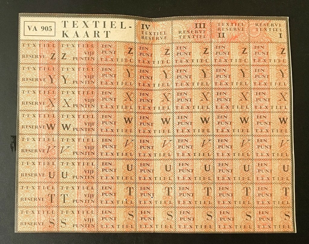 Distributiekaart Textiel - VA 905 - COMPLEET - 1944, Verzamelen, Verzenden, Nederland, Overige typen