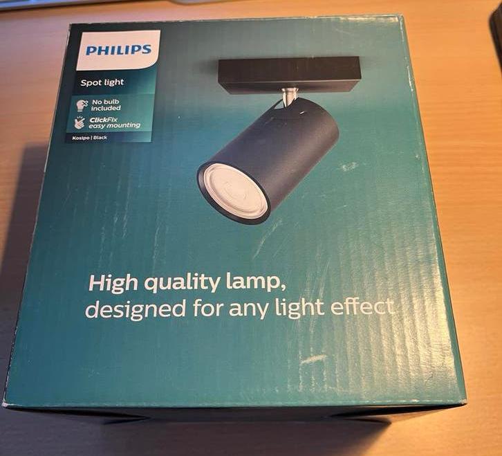 2x Philips Spot Light Zwart - Zonder Lamp, Ophalen of Verzenden, Nieuw, Overige typen