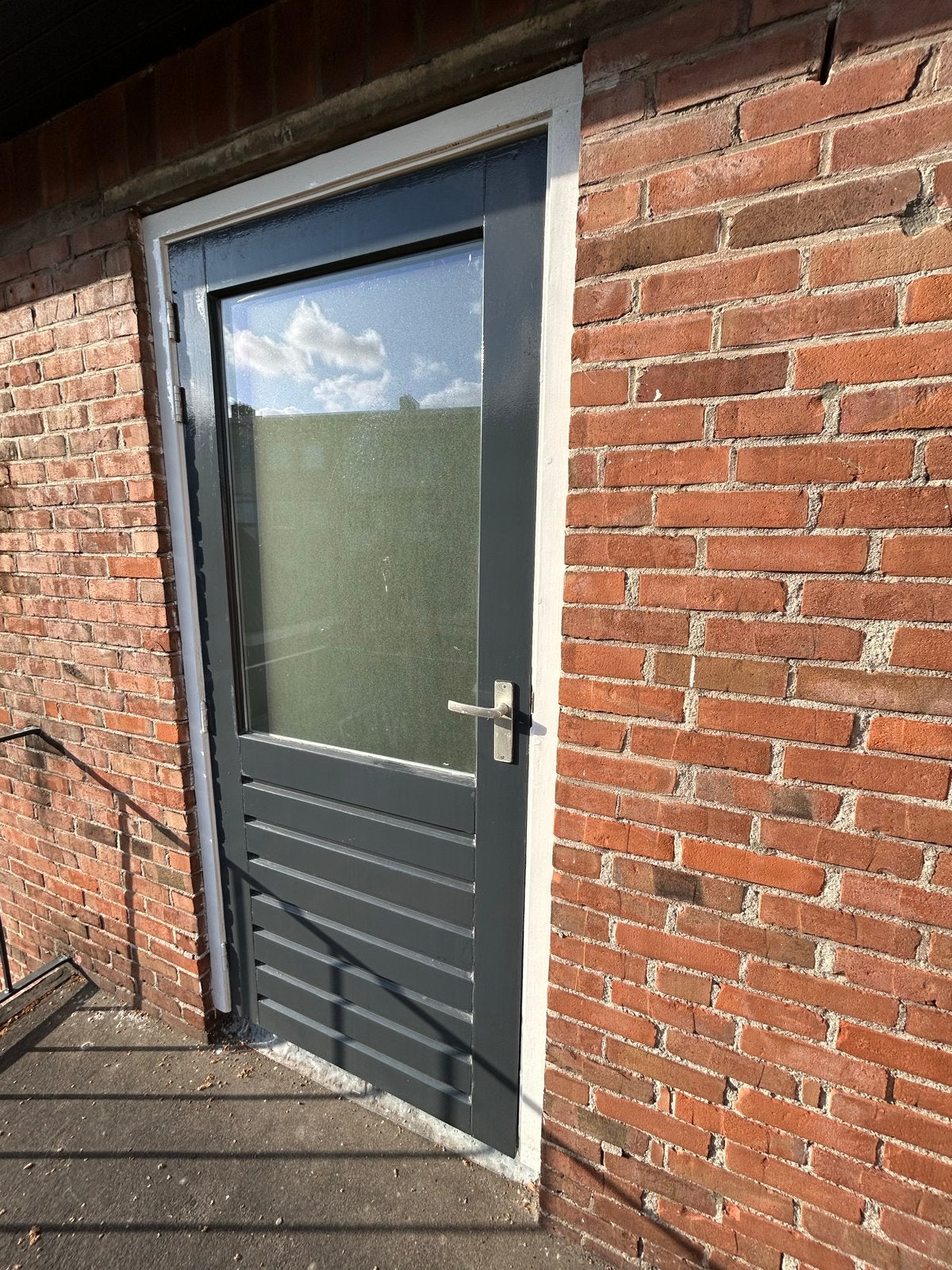 Buitendeur met sleutel en dubbele knipsluiting en glas, Ophalen, Gebruikt, 80 tot 100 cm, Buitendeur