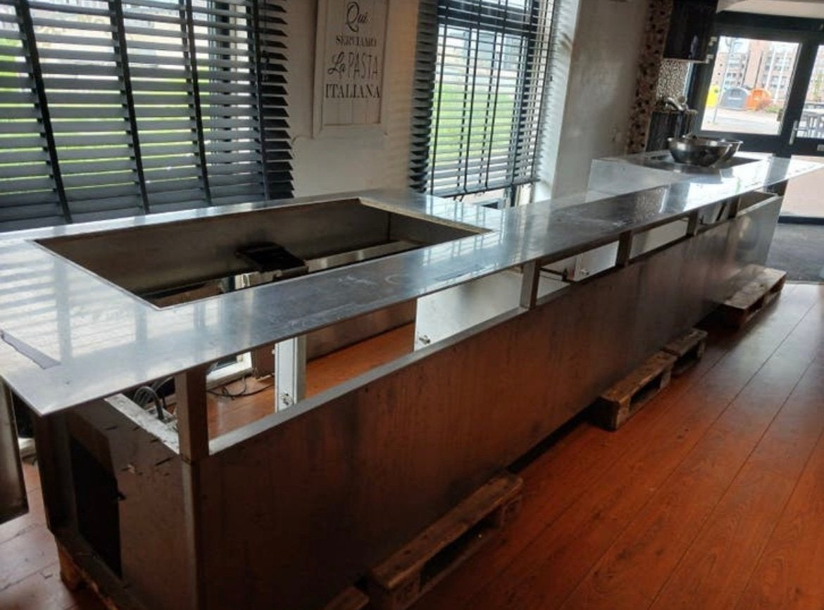 Grote RVS bar/buffet tafel - Horeca kwaliteit, Ophalen, Gebruikt