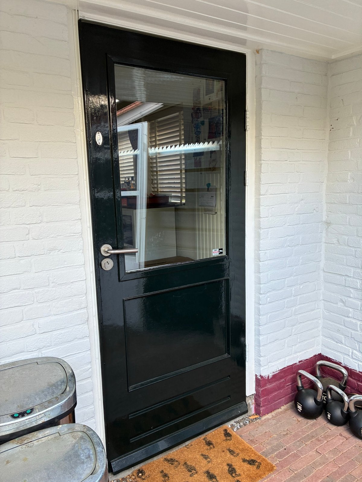 Buitendeur met dubbel glas, recent geschilderd, Ophalen, Gebruikt, 80 tot 100 cm, Buitendeur