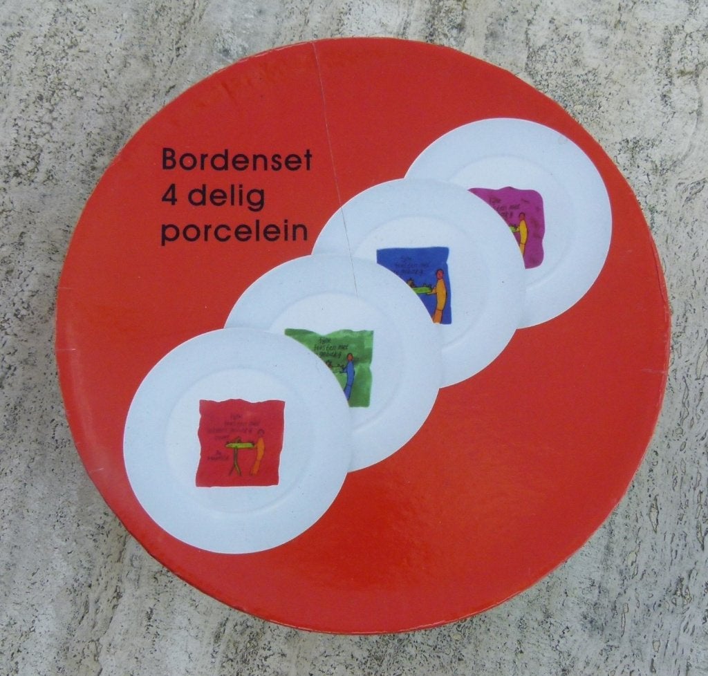 Vrolijke Feest Borden Set Kado met een Boodschap, Overige merken, Nieuw, Ophalen of Verzenden, Bord(en)