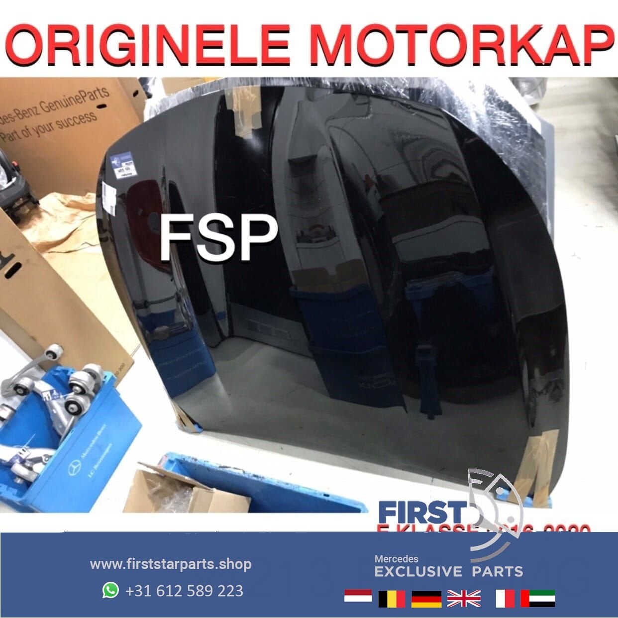 W213 E63 AMG Motorkap Mercedes E Klasse origineel zwart wit, Gebruikt, -, Voor, Ophalen of Verzenden