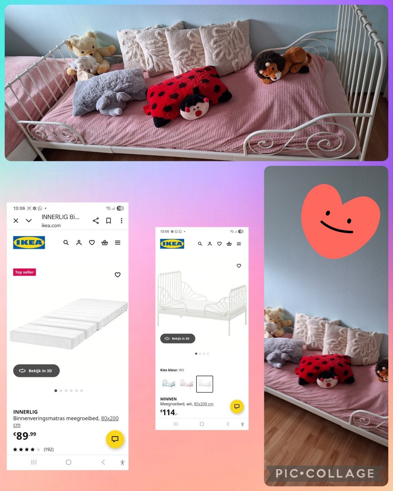 Meegroei bed. Van Ikea 80x200, Ophalen, Zo goed als nieuw, 180 cm of meer, 70 tot 85 cm