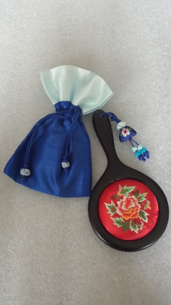 Handtas Spiegeltje met ETUI <> Klein Chinees Handspiegeltje, Nieuw, Ophalen of Verzenden, Toebehoren, Blauw