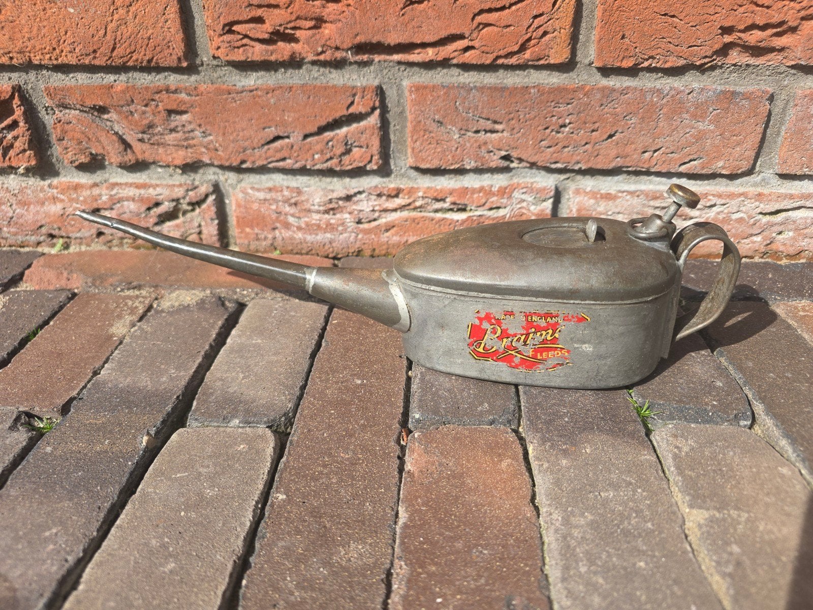 Antieke Braime oil can - Leeds, England (ca

1930s) €45, Ophalen of Verzenden