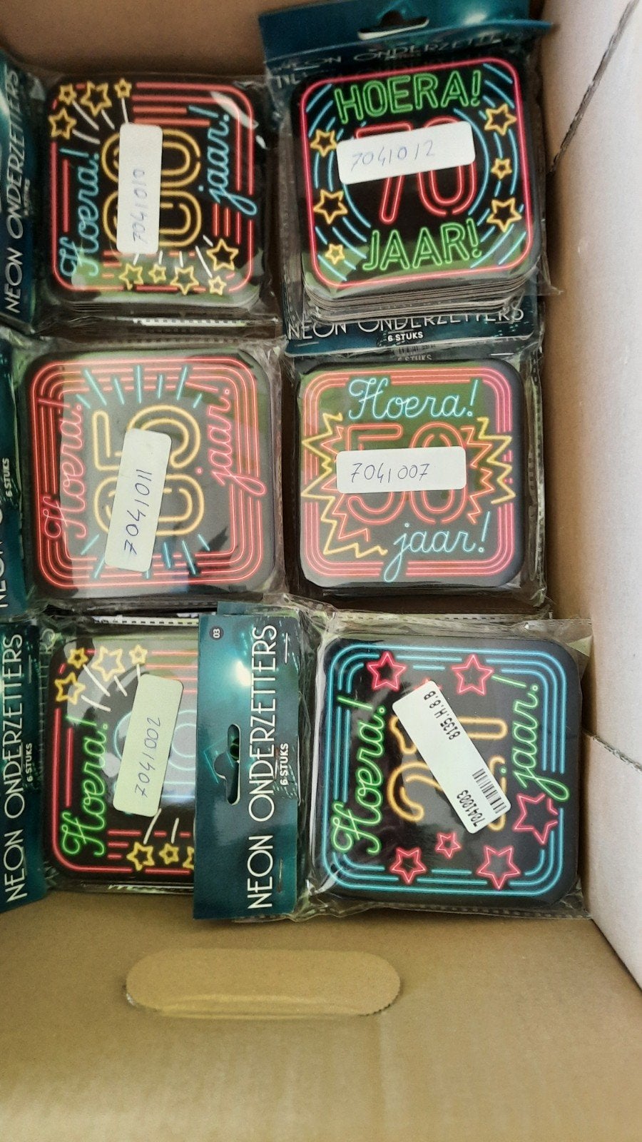 partijtjj Neon Onderzetters en Slinger, Hobby en Vrije tijd, Ophalen of Verzenden, Nieuw, Versiering, Verjaardag