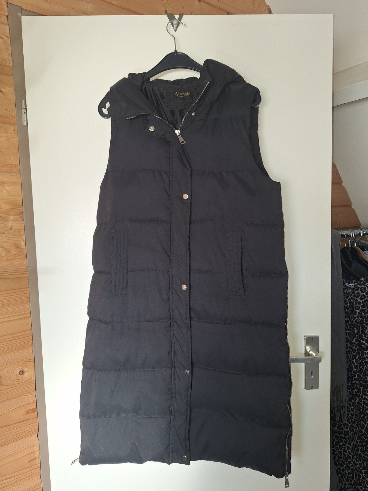 Lange zwarte dames bodywarmer - Maat L, Kleding | Dames, Zwart, Maat 42/44 (L), Ophalen of Verzenden, Zo goed als nieuw