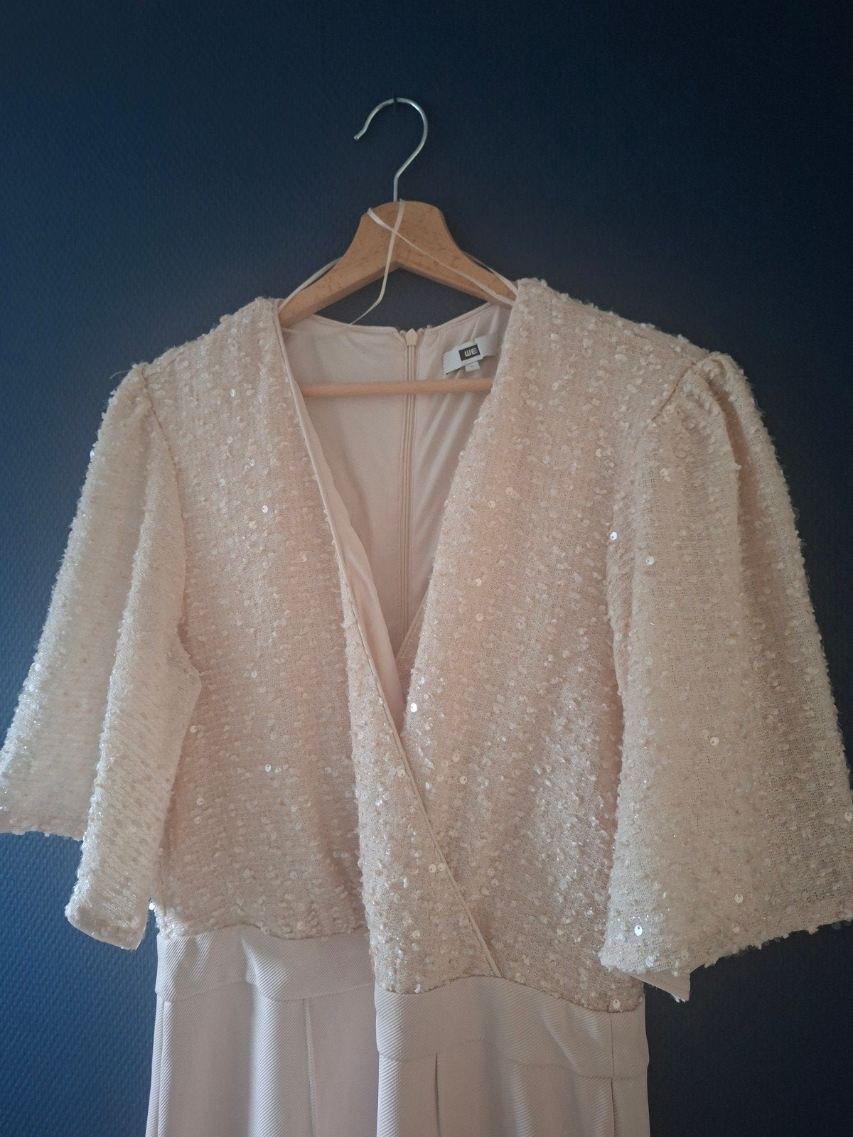 Cremekleurige jumpsuit met glittertop, Kleding | Dames, WE, Wit, Maat 42/44 (L), Ophalen of Verzenden