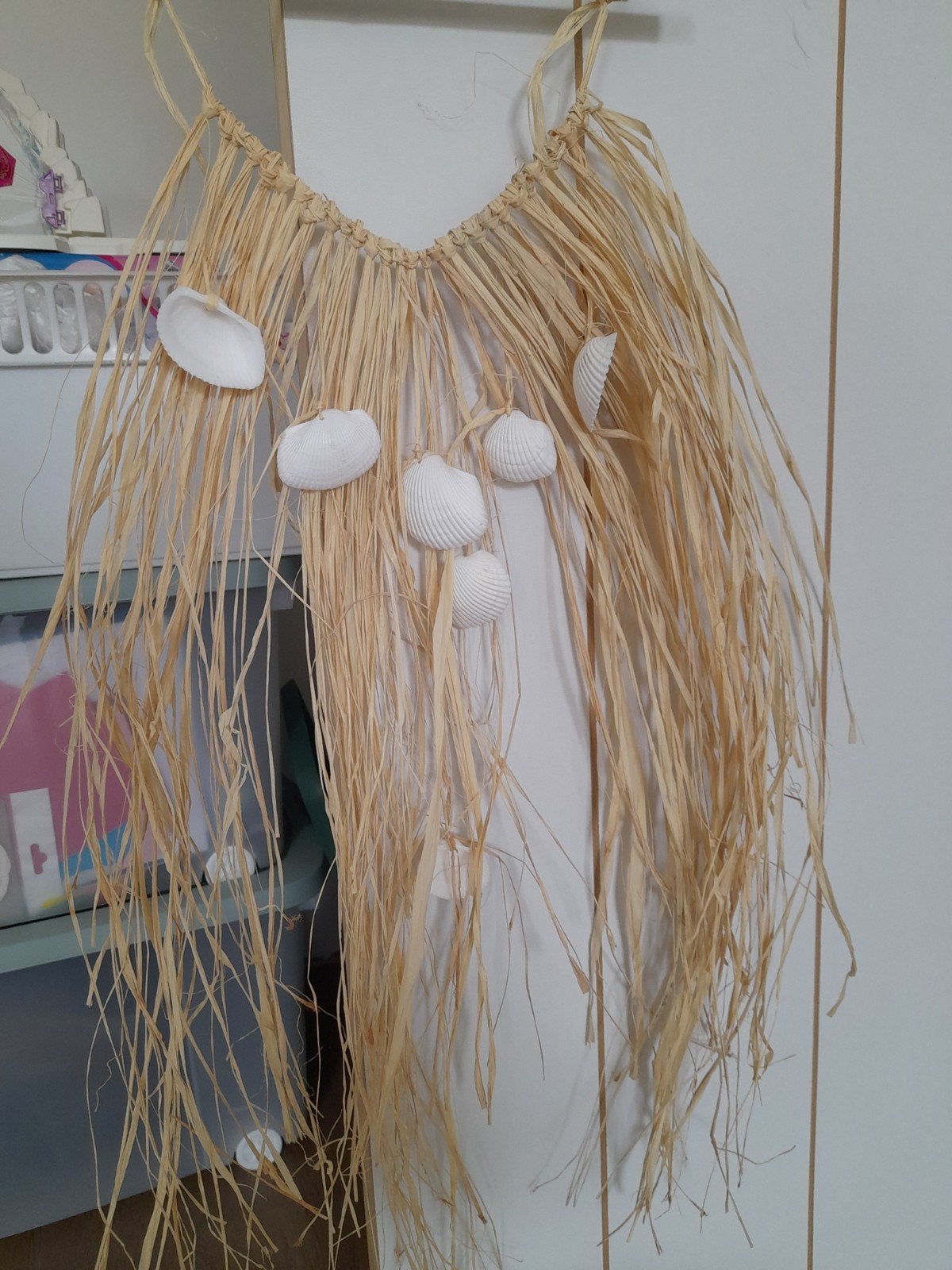 Nieuw Ibiza Style Raffia wandhanger met schelpen wit, Beige, Nieuw, Ophalen of Verzenden, Natuurlijk materiaal