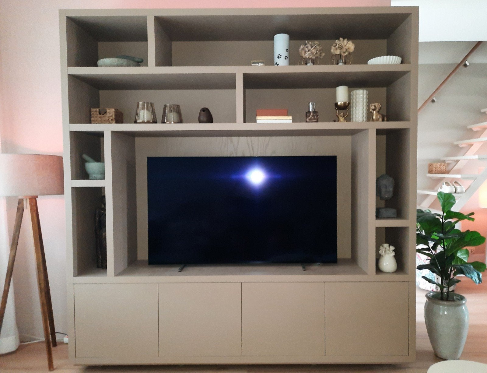 TV kast Barcelona, Huis en Inrichting, Kasten | Wandmeubels, Ophalen, 200 cm of meer, Eikenhout, Zo goed als nieuw