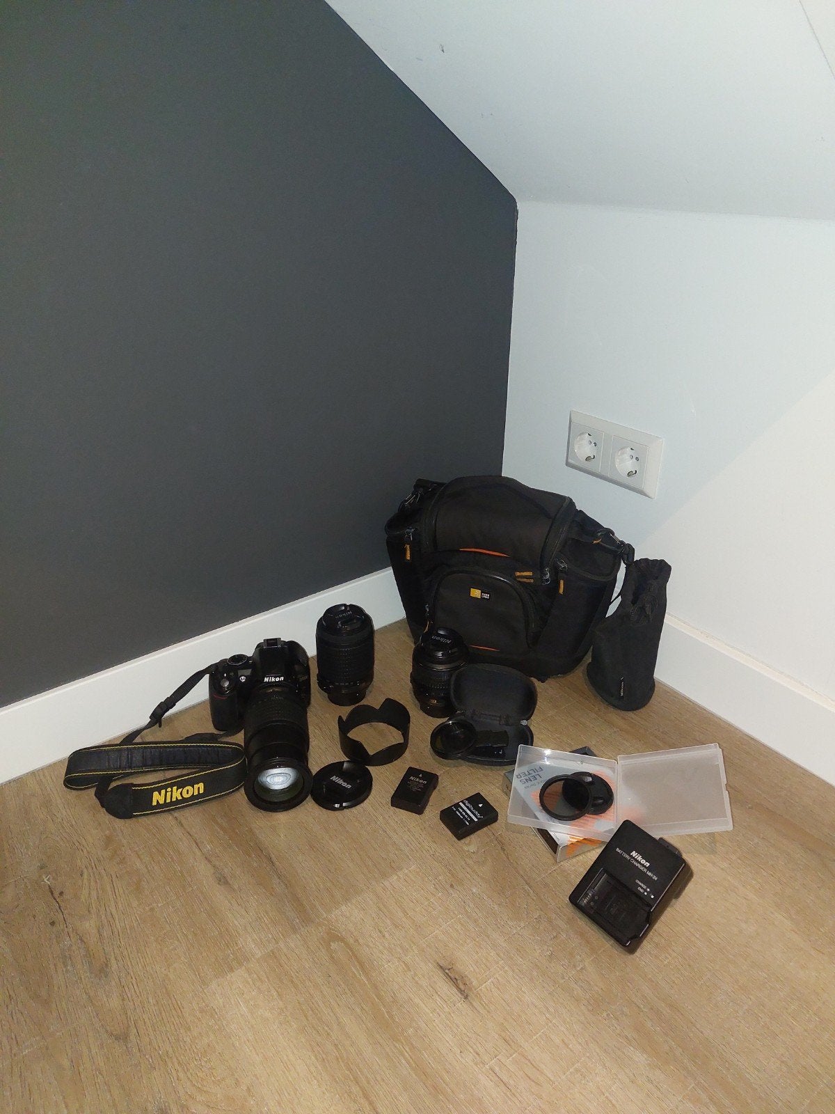 complete camera set nikon, Polarisatiefilter, Ophalen of Verzenden, Zo goed als nieuw, Inclusief opbergcase