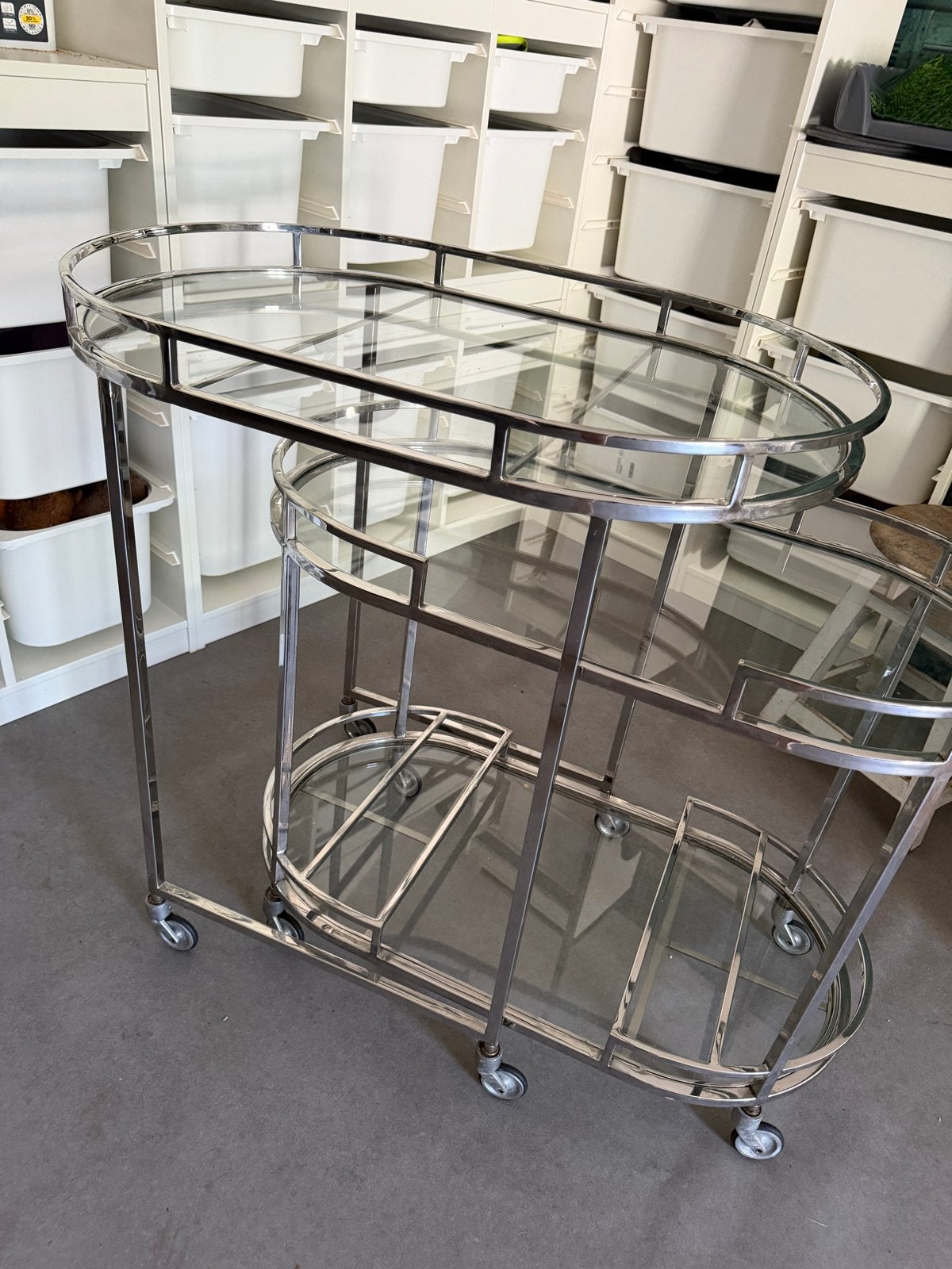 Rivièra Maison Crosby Street Bar Trolley, Ophalen, Gebruikt, Zilver, Metaal
