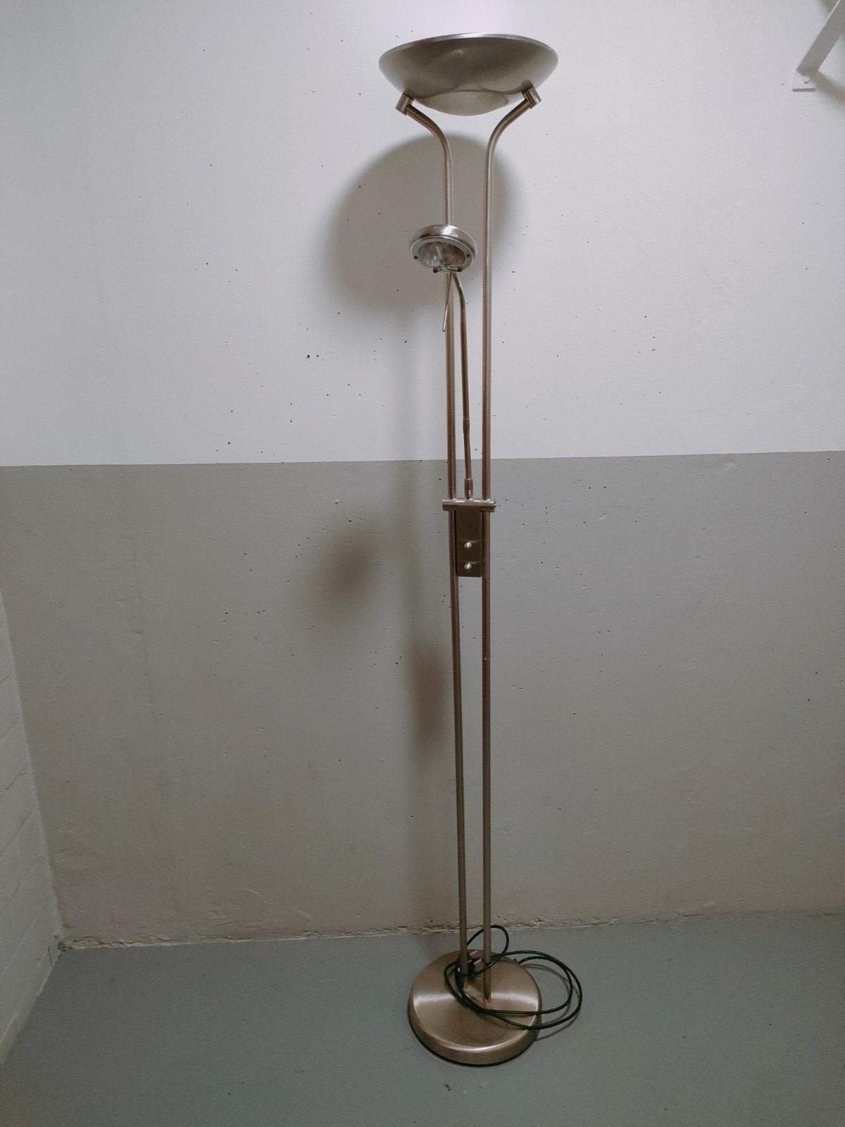 Moderne Staande Lamp met Uplighter en Leeslamp - Geborsteld, Ophalen of Verzenden