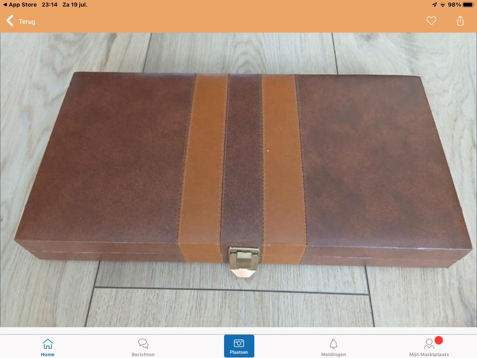 Vintage Backgammon Spel in Luxe Bruine Koffer, Ophalen, Gebruikt