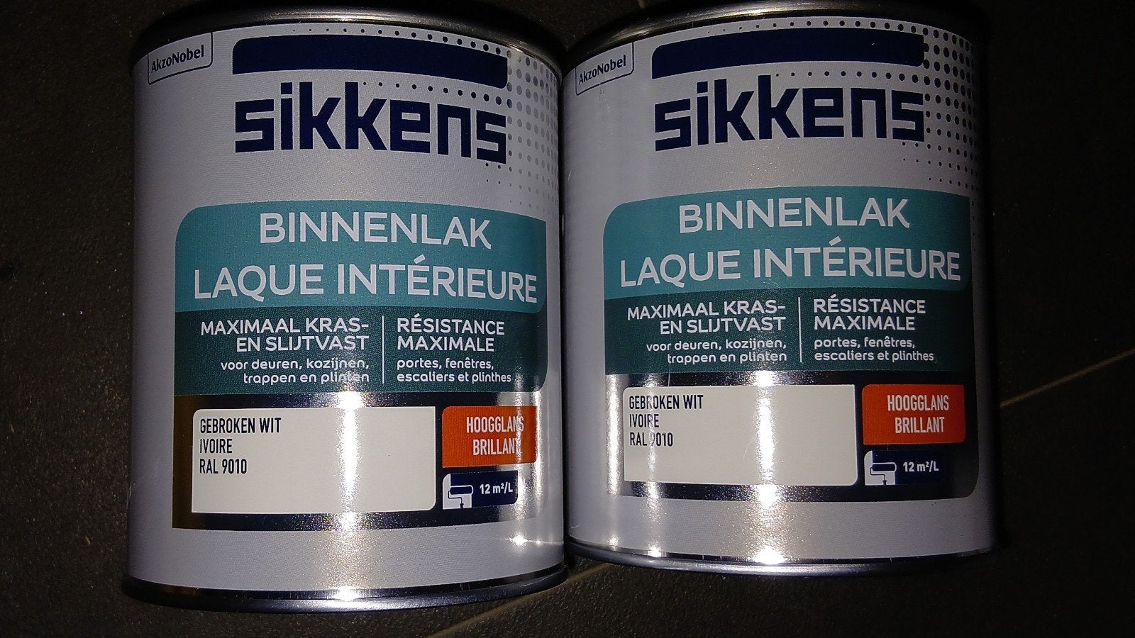 2x Sikkens binnenlak HOOGGLANS Gebroken wit, Wit, Nieuw, Ophalen of Verzenden, Lak