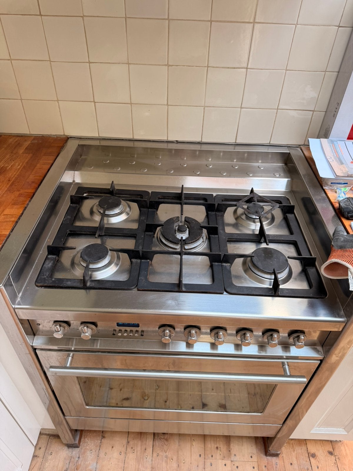 Solitaire - 5-Pits - 90cm - fornuis oven, Witgoed en Apparatuur, Fornuizen, Ophalen, 60 cm of meer, Zo goed als nieuw, Gas