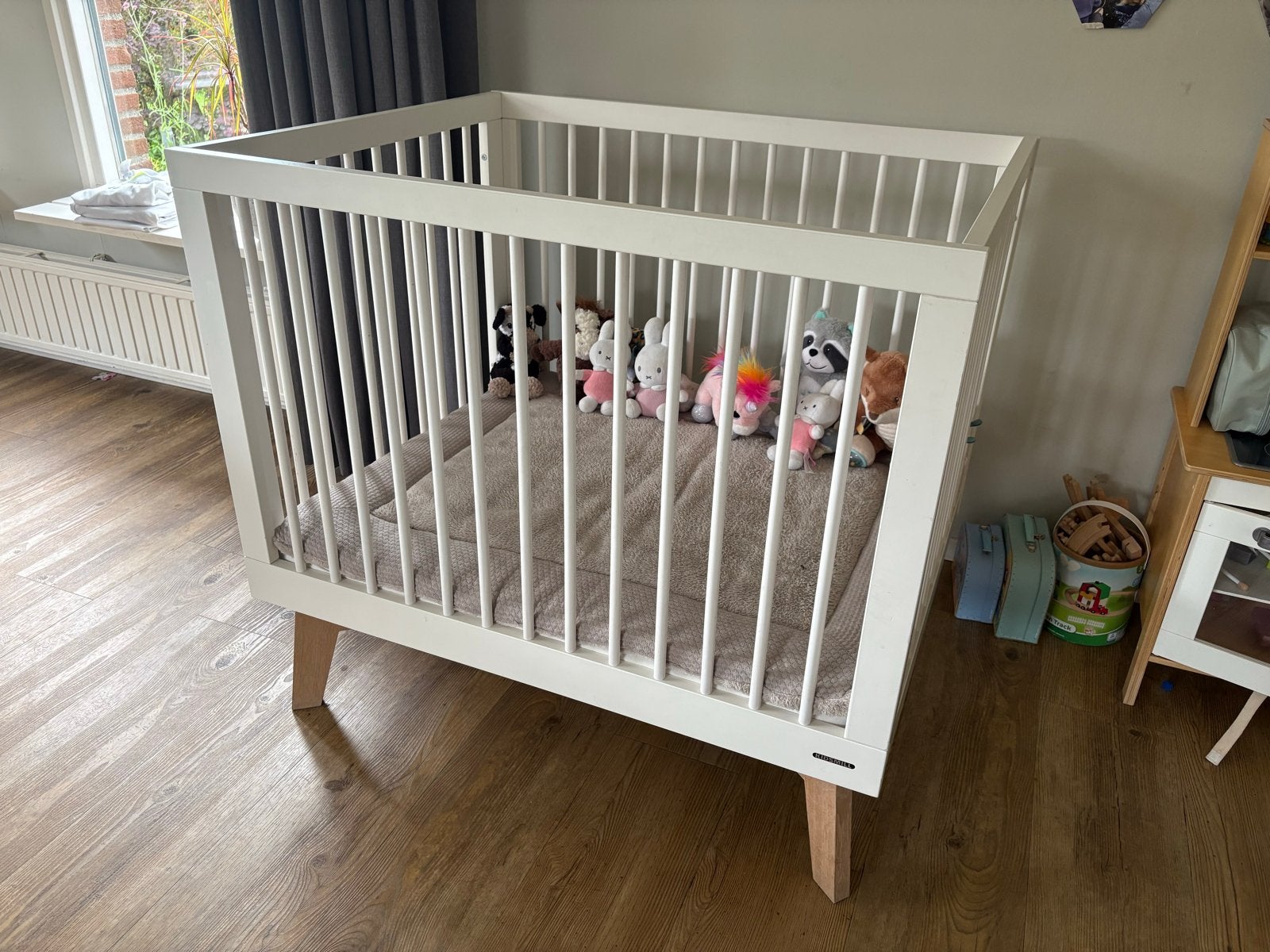 Kidsmill Box met matras en Baby's Only boxkleed, Ophalen, In hoogte verstelbaar, Vierkant, Zo goed als nieuw